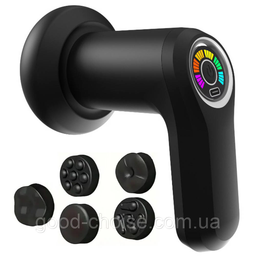 Антицелюлітний масажер для тіла + 5 насадок, USB, YX-720, Чорний/Рожевий масажер акумуляторний/, фото 1