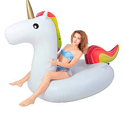 Надувний плотик Єдиноріг 275×130×115см / Надувне коло / Круг для плавання / Плавальний круг