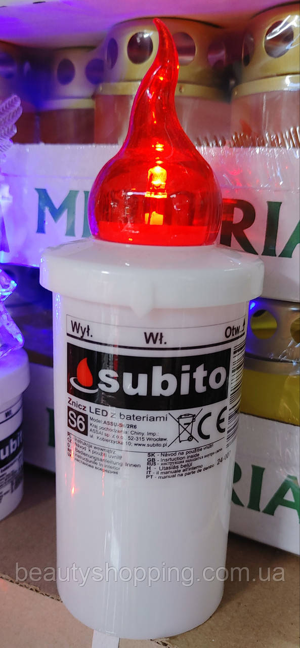 Світлодіодна свічка вкладиш на батарейках червона S6 Subito