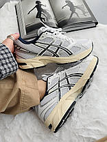 Кросівки Asics Gel 1130 White Black Beige Взуття Асікс Гель 1130 білі з чорним кеди текстиль замша демісезон унісекс, фото 4
