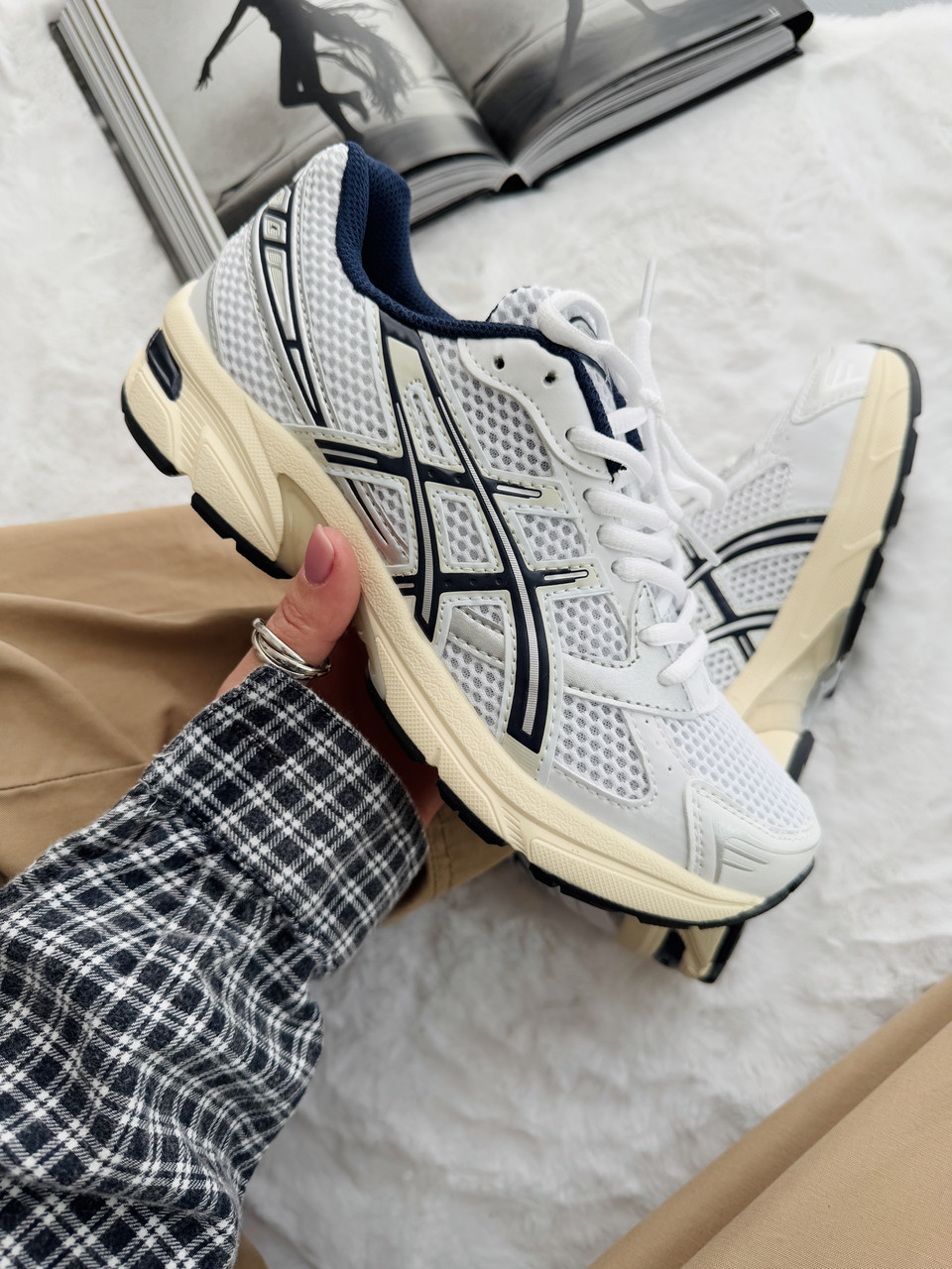 Кросівки Asics Gel 1130 White Black Beige Взуття Асікс Гель 1130 білі з чорним кеди текстиль замша демісезон унісекс