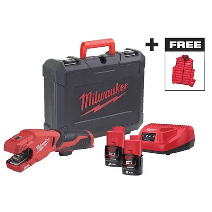 Труборіз акумуляторний по нержавіючій сталі MILWAUKEE M12 PCSSMC-202C + жилет, (+ заряд.пристрій, 2 акум., HD кейс) 4933499464, фото 1