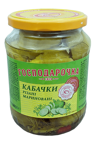Кабачки різані мариновані Господарочка скляна банка 660 г