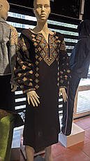 Вишита сукня чорного кольору прикрашена різнокольоровою геометричною вишивкою розміри S, M, L, фото 3