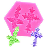 Молд силіконовий Хрест 70 на 68 мм рожевий