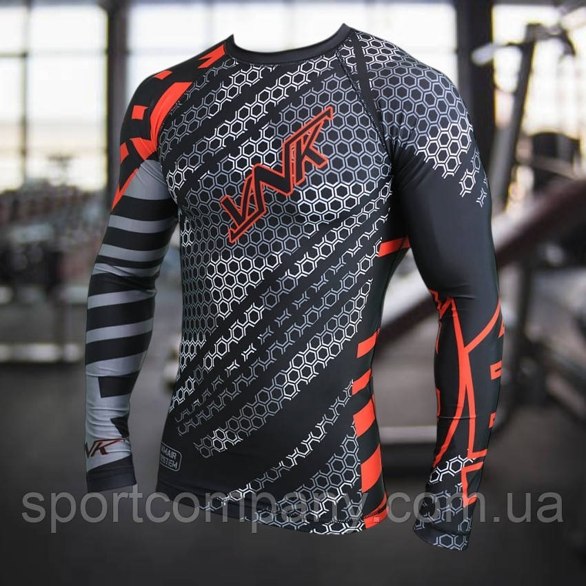 Спортивний чоловічий рашгард VNK Contact Red компресійний розмір L з довгим рукавом для тренувань
