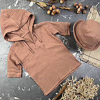 Комплект туніка + панамка муслін muslin cotton BEWARM Шоколад