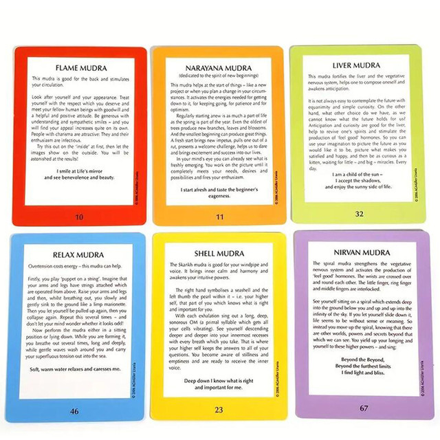 Колода карт Mudras for Body, Mind & Spirit. Мудры для тела, набор для йоги, медитации, колода карт Колода карт Mudras for Body, Mind & Spirit. Мудры для тела, набор для йоги, медитации, колода карт