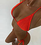 Роздільний купальник із жниварки на зав'язках - червоний S (КУП-ВАФ-ЧЕРВ), фото 2