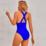 Суцільний купальник з сіточкою - синій неон M (KUP-CIL-SIT-BLUE), фото 3