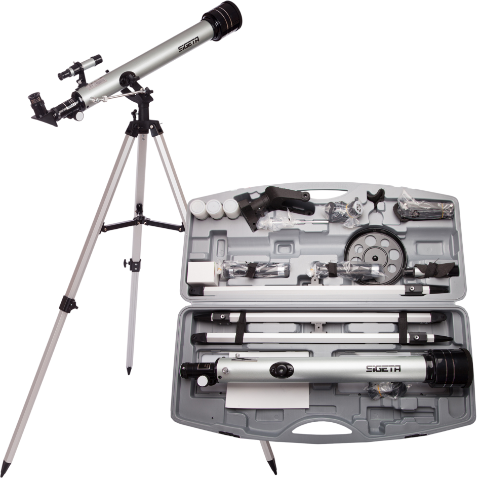 Телескоп Sigeta Crux 60/700 | Рефрактор для початківців з повним комплектом аксесуарів для спостереження за зорями та планетами