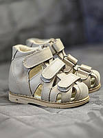 Дитячі шкіряні ортопедичні босоніжки з супінатором на липучках 29 розмір, фото 2