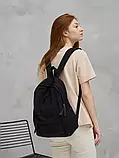 Маленький шкільний рюкзак для дівчинки Молодіжний стильний однотонний чорний портфель в школу і для студента підлітка, фото 6