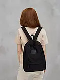 Маленький шкільний рюкзак для дівчинки Молодіжний стильний однотонний чорний портфель в школу і для студента підлітка, фото 5