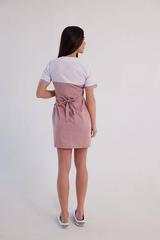 Жіночий медичний халат Луна білий з пудрою - Халат для косметолога, фото 2