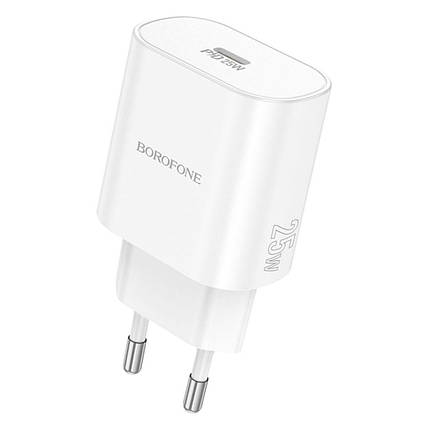 Мережевий зарядний пристрій Borofone BA82A 1USB-C PD/QC 25W, білий (BA82A)