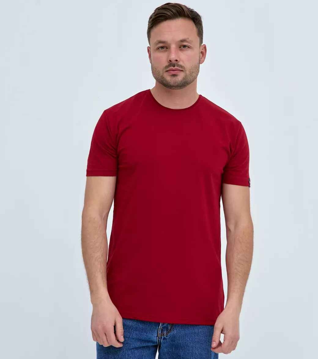 Футболка чоловіча однотонна Hector бавовняна бордова