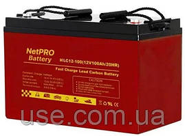 Акумулятор для ДБЖ 12В, 12вольт, 12V, 100 А‧годин, Ah, AH, для безперебійного живлення, Карбоновий