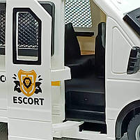 Машинка Поліція Escort 608A — мікроавтобус на батарейках зі світлом, звуком і дверима, 25 см, фото 7