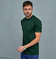 Футболка чоловіча однотонна Hector бавовняна темно зелена
