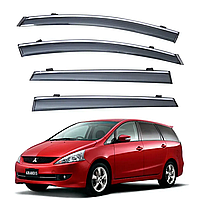 Дефлекторы окон TAN на Misubishi GRANDIS 2005-2011 Ветровики с хром полоскою ТАН на Митсубиси Грандис