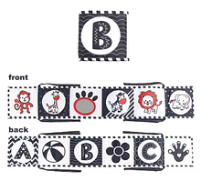 Розвиваюча двустороння книжка-бортик монтесорі для малюків чорно-біла, 1шт (тварини)