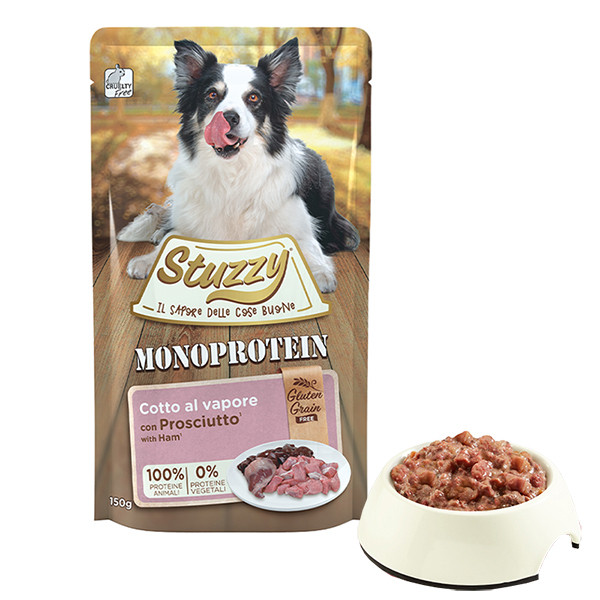 Stuzzy Monoprotein Ham ШТУЗІ МОНОПРОТЕЇН ШИНКА беззерновий повнораціонний монопротеїновий вологий корм для собак, пауч 150г, фото 1