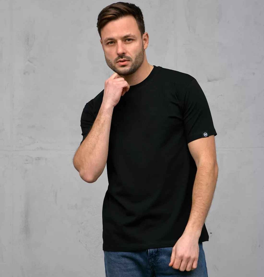 Футболка чоловіча однотонна Hector бавовняна чорна