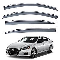 Дефлекторы окон TAN на Nissan Altima 2019+ Ветровики с хром полоскою ТАН на Ниссан Алтима