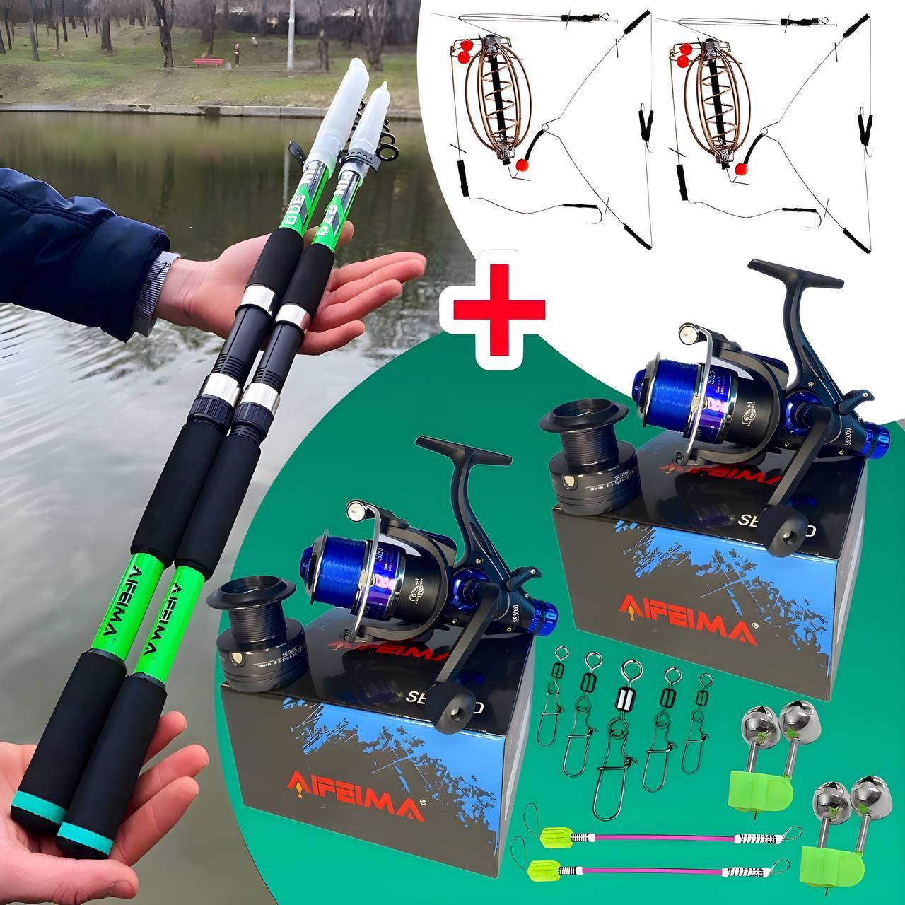 Комплект на коропа "Feima Apache Double Carp" з вудлищами Apache 3 м, котушки 4000, зупинення, сигналізація
