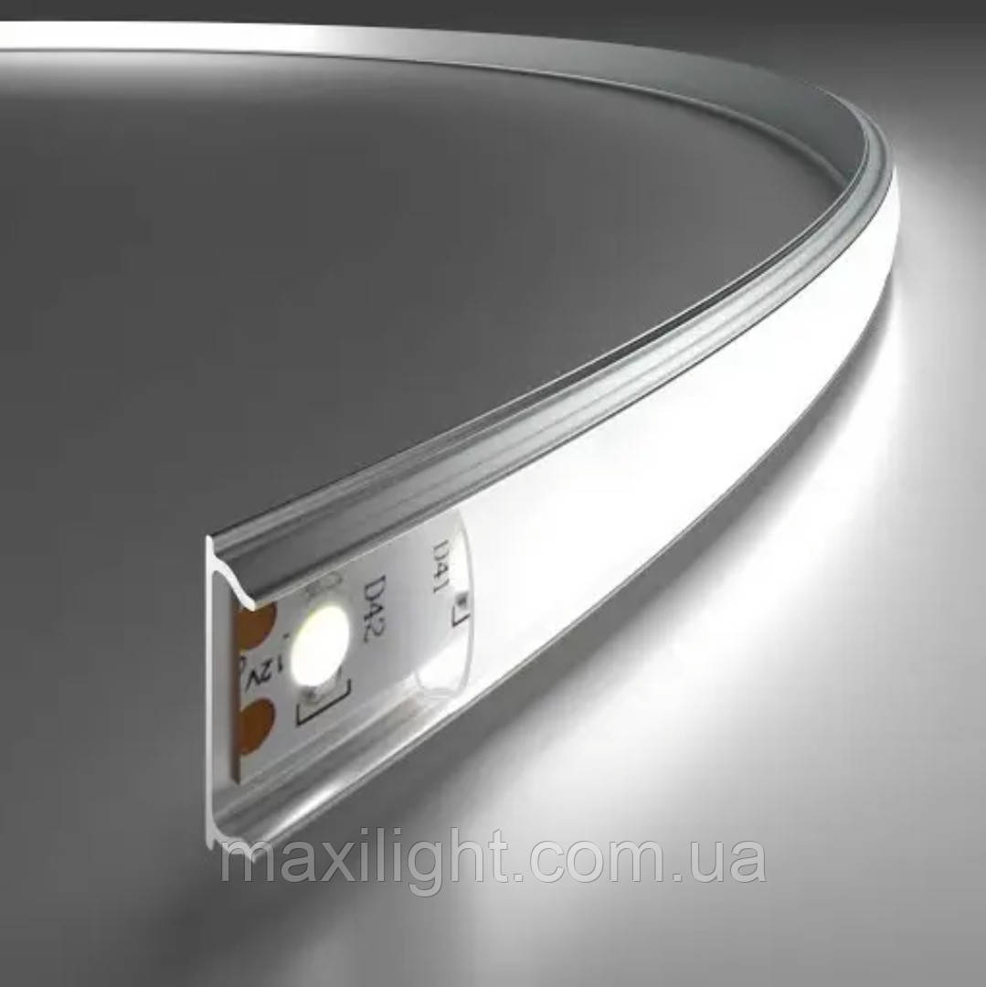 Алюмінієвий профіль BIOM накладнийї гнучкий LPF-5A (5х15 мм) анодований + матовий розсіювач для LED стрічки