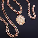 Жіноча позолочена срібний цепочка Бісмарк з підвіскою Богородиця освячена 50 см, фото 7