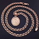 Жіноча позолочена срібний цепочка Бісмарк з підвіскою Богородиця освячена 50 см, фото 9