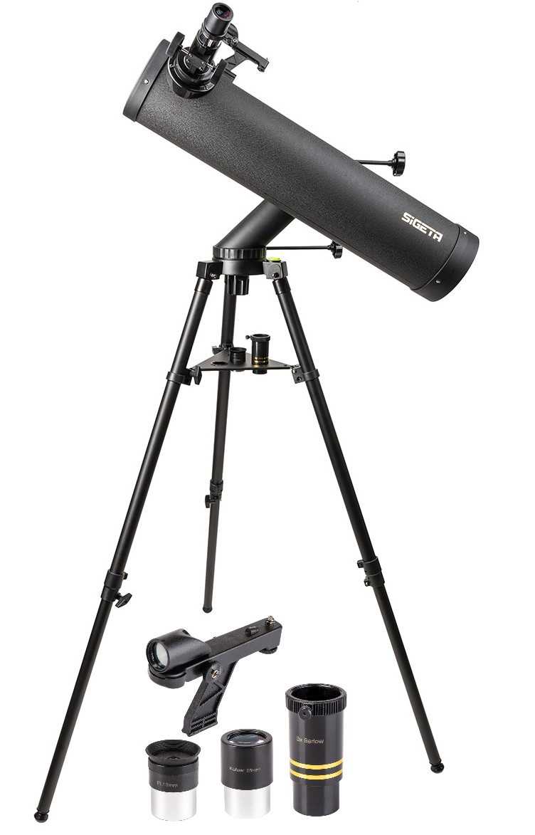 Телескоп Sigeta StarQuest 102/1100 | Рефлектор Ньютон з альт-азимутальним монтуванням для спостережень за Місяцем, планетами