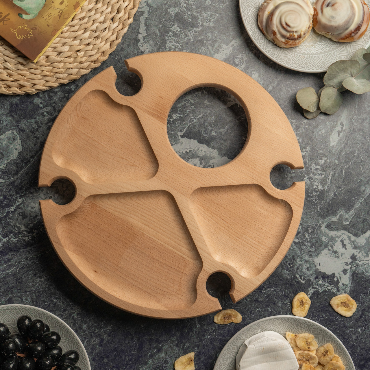 Дерев'яний винний столик 35х35х17см, фото 1