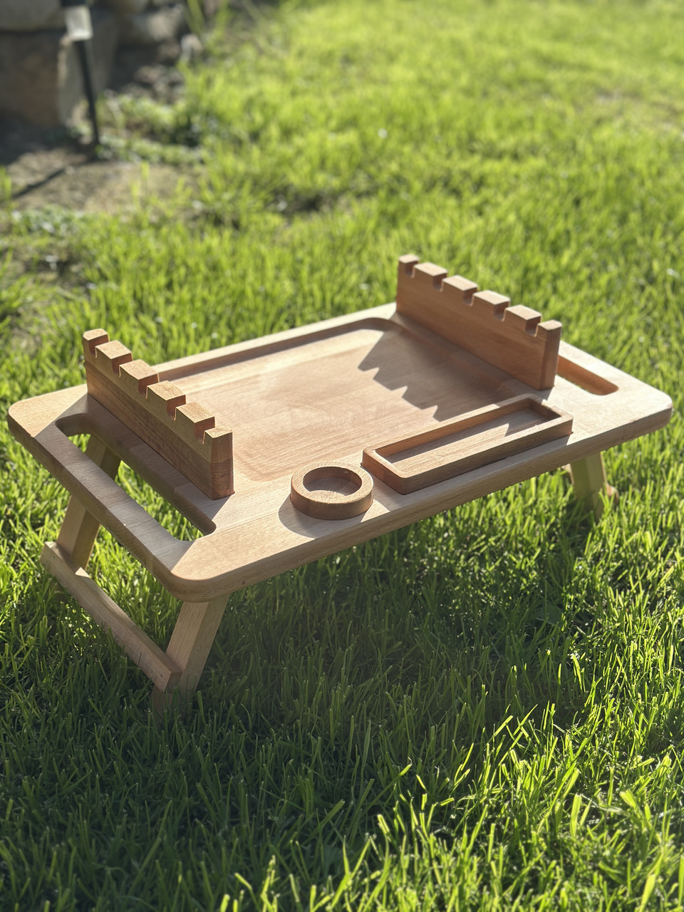 Дерев'яний піднос для подачі шашлика 50х30см з ніжками, фото 1