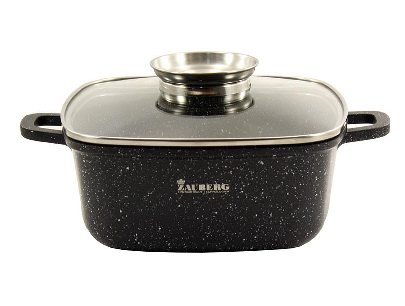 Каструля квадратна 6.5 л  Zauberg Мармур чорна ZB-1228-BL