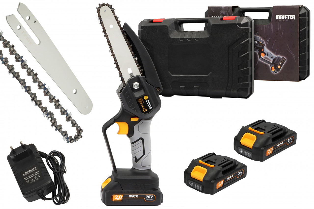 Міні-пила ланцюгова акумуляторна majster mp-0009 1000w 20v+набір шин та ланцюгів MP0009