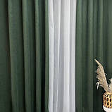 Комплект штор на люверсах з тюлем Штори на люверсах 200х270 + тюль 500х270 Штори з підхватами Колір зелений, фото 4