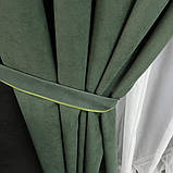Комплект штор на люверсах з тюлем Штори на люверсах 200х270 + тюль 500х270 Штори з підхватами Колір зелений, фото 5