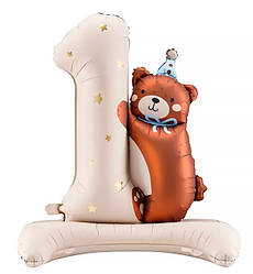 Кулька Цифра "1 з ведмедиком", PartyDeco, 81х72 см