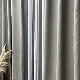 Комплект штор на люверсах з тюлем Штори на люверсах 200х270 + тюль 500х270 Штори з підхватами Колір бежево сірий, фото 8