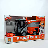 Іграшкова спецтехніка WY682A Sweeper 25 см — прибиральна машина з кнопками, світло та звук, 1:16, фото 4