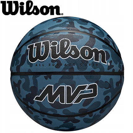 М'яч баскетбольний спортивний ігровий м'яч для баскетболу Wilson MVP Camo Blue синій розмір №7, фото 1