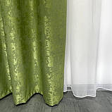 Готовий комплект щільних штор на тасьмі з підхватами 150х270 см Колір салатовий, фото 5