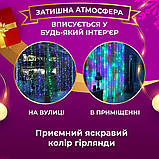 Гірлянда штора 3х2 м 144 LED світлодіодна мідний провід 16 ниток ZWM2320LEDML, фото 3