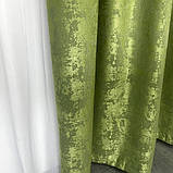 Готовий комплект щільних штор на тасьмі з підхватами 150х270 см Колір салатовий, фото 4