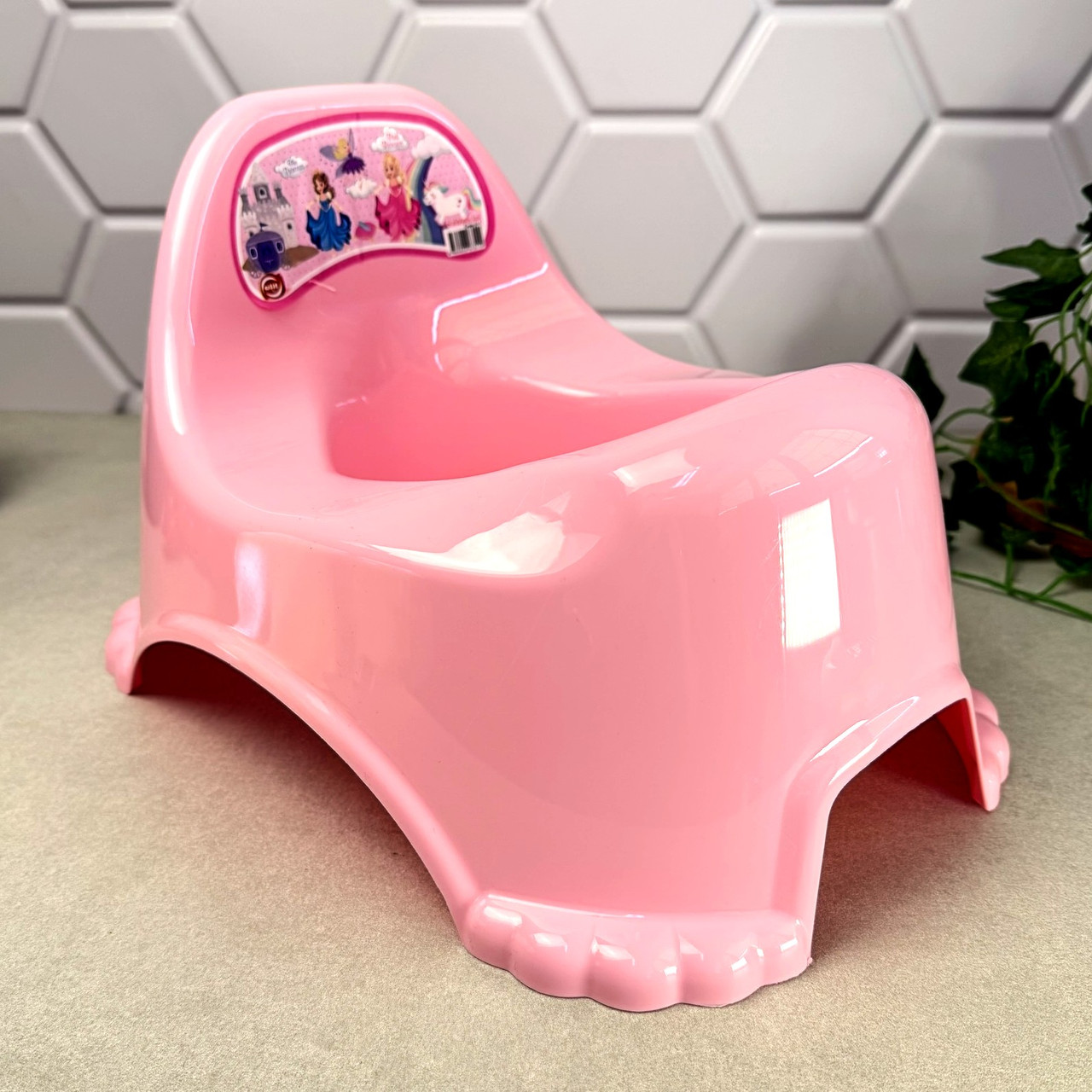 Горщик дитячий пластиковий рожевий з бортиком для дівчаток Potty Chair, 32×24×21 см Elif