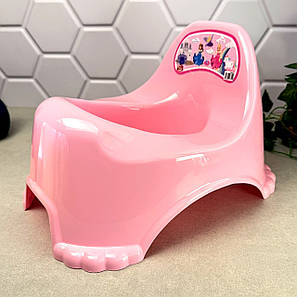 Горщик дитячий пластиковий рожевий з бортиком для дівчаток Potty Chair, 32×24×21 см Elif, фото 3