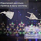 Гірлянда штора 3х0,9 м сніжинка зірка на 145 LED лампочок світлодіодна 10 шт 1733065ML, фото 2